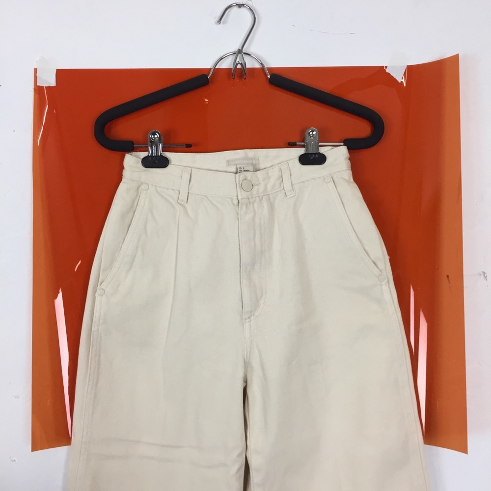 H&M canvas utility high-waist beige jeans